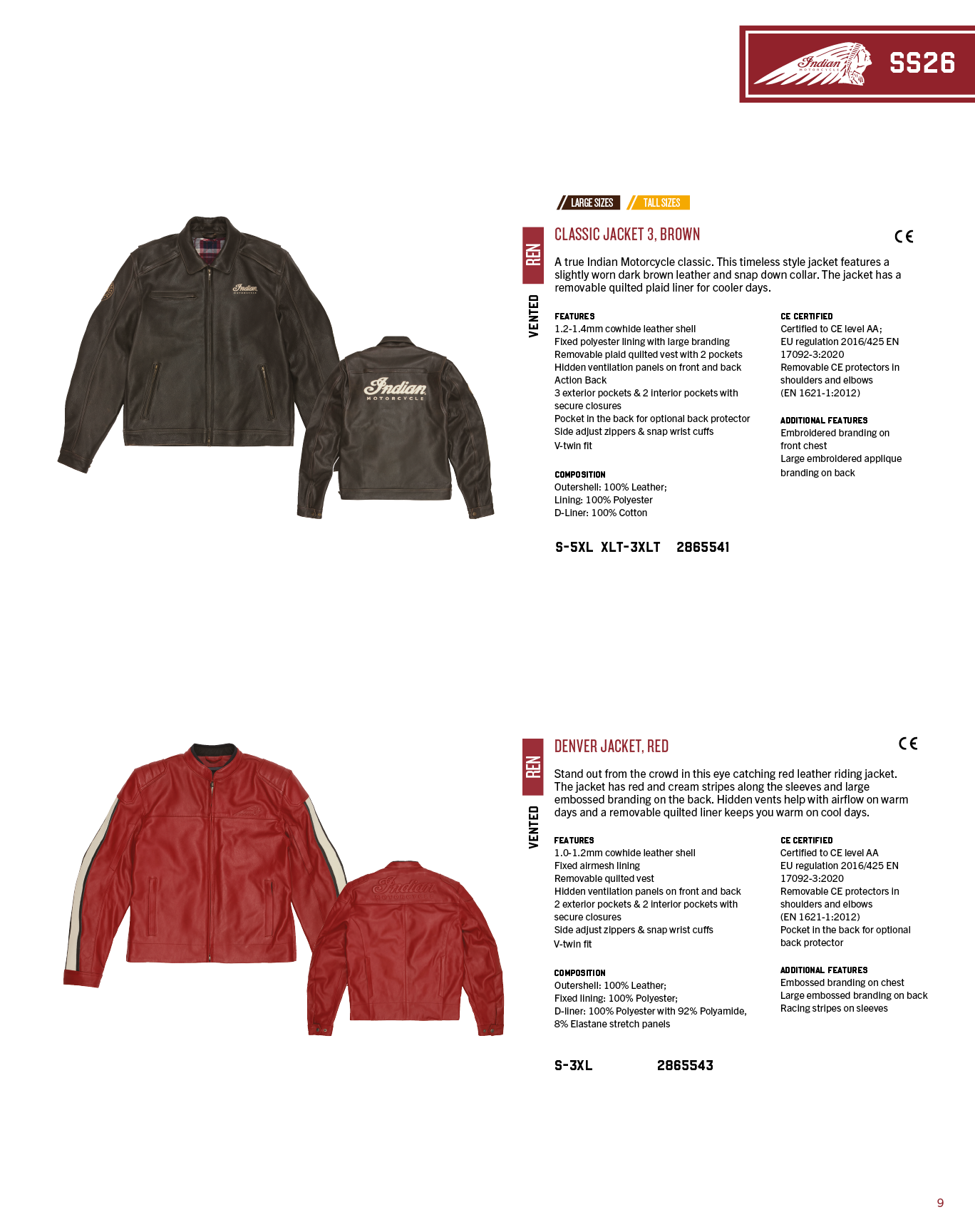 Two images of jackets are displayed, one red and one brown. The red jacket is described as a “red jacket with a white stripe." The brown jacket is described as a "brown jacket with a white stripe." AI generated content